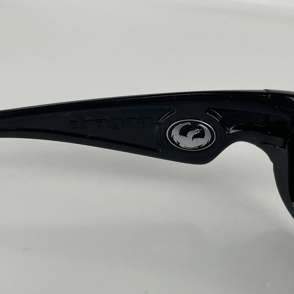 VTG Dragon Alliance Rev Sunglasses Black Wrap Sport Rectangle Silver Y2K 00s USA